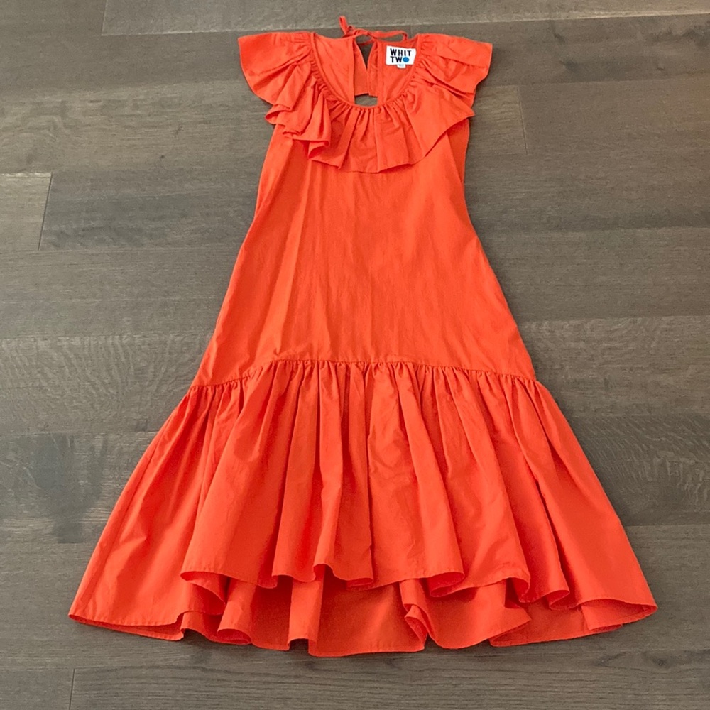 Anthropology Orange Drop Waist Ruffle Dress